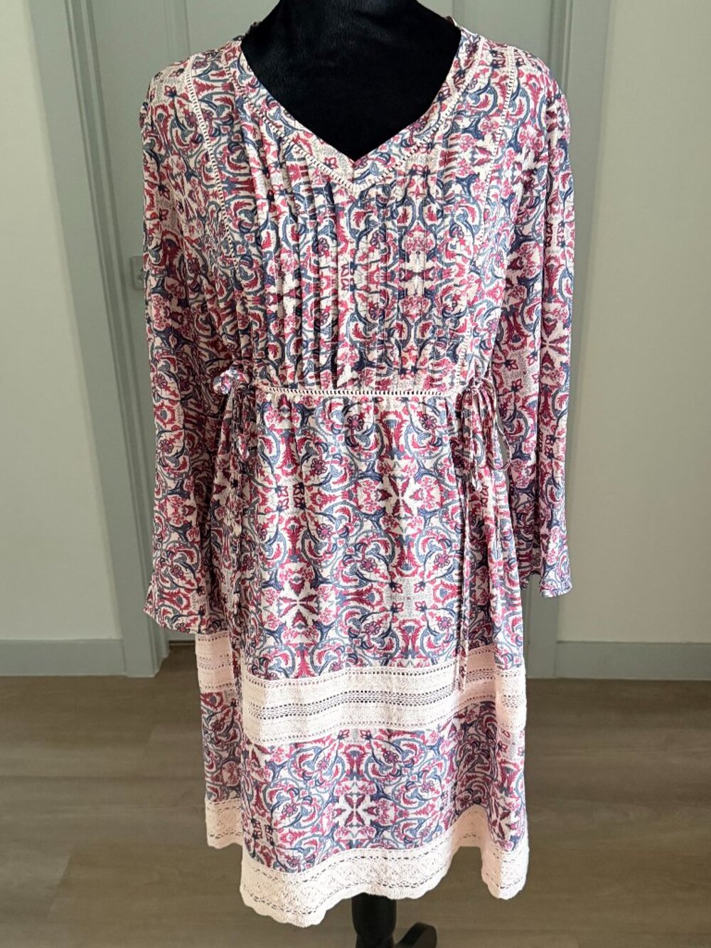 Mimi Chica Floral Abstract Dress Boho Chic Peasant Cottagecore Farmhouse Size M